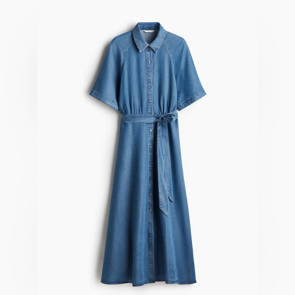 H&M Blue Denim tie belt Shirt Dress size XXXL NWT
